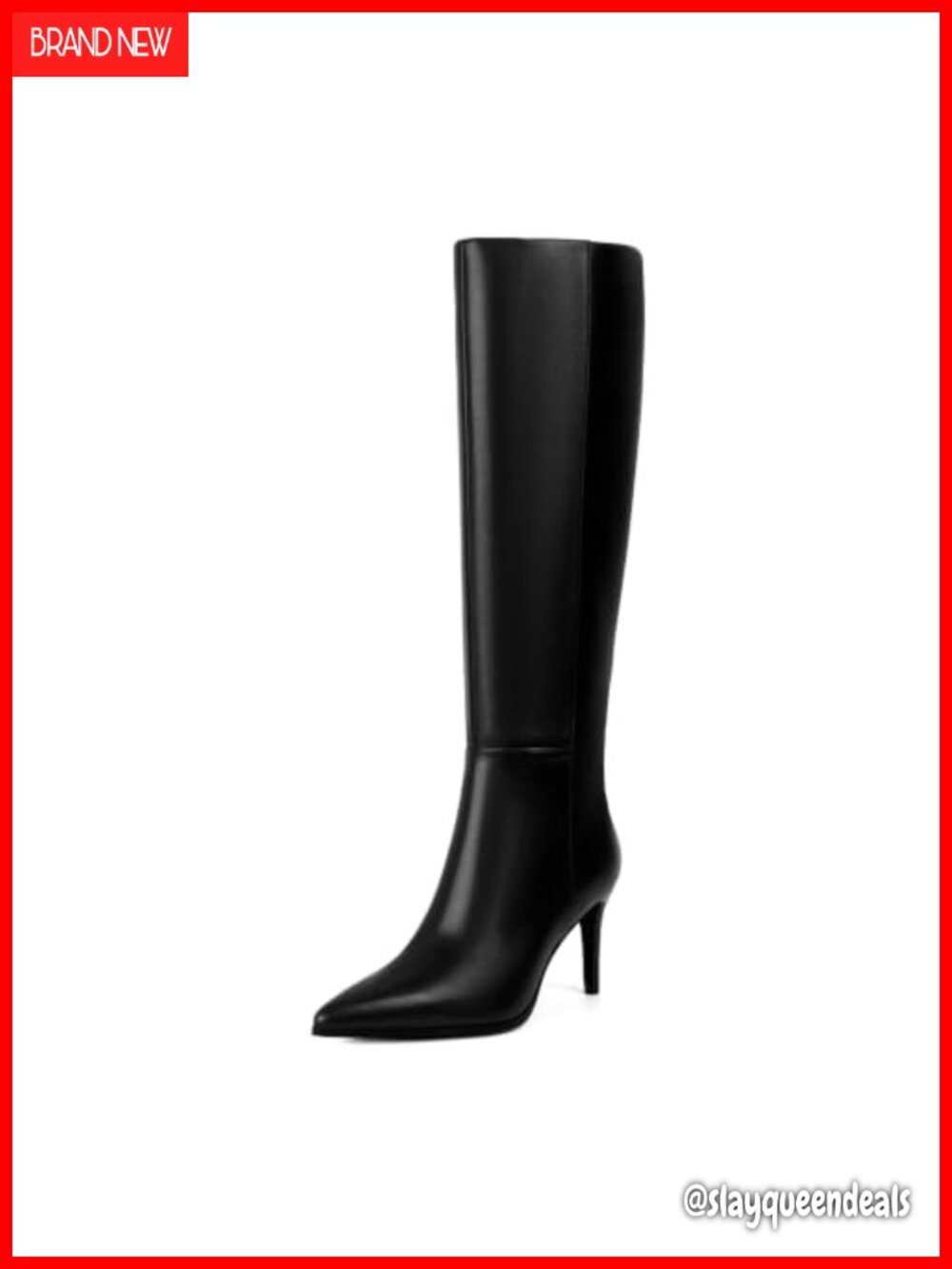 Faux Leather Knee High Stiletto Heel Pointed Toe Tall Boots